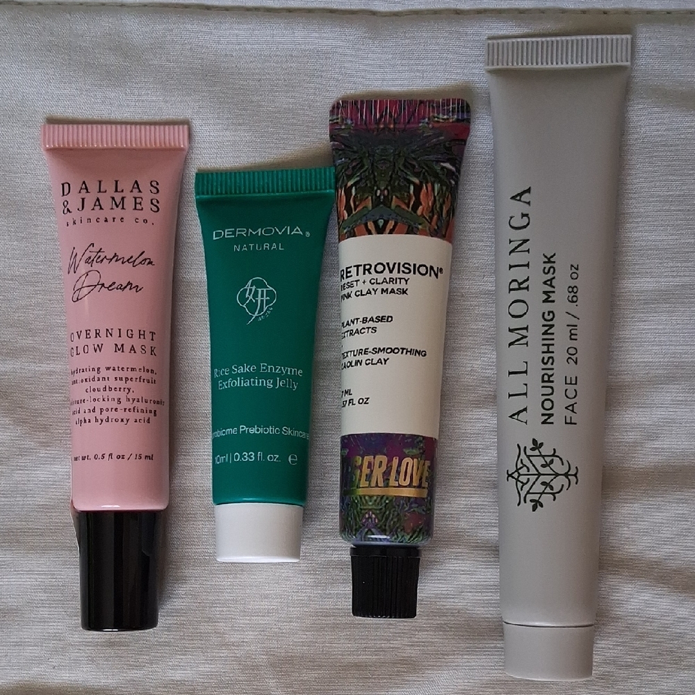 Skincare Mask Set - Pink, Green, Purple & Cream Nourishing Masks